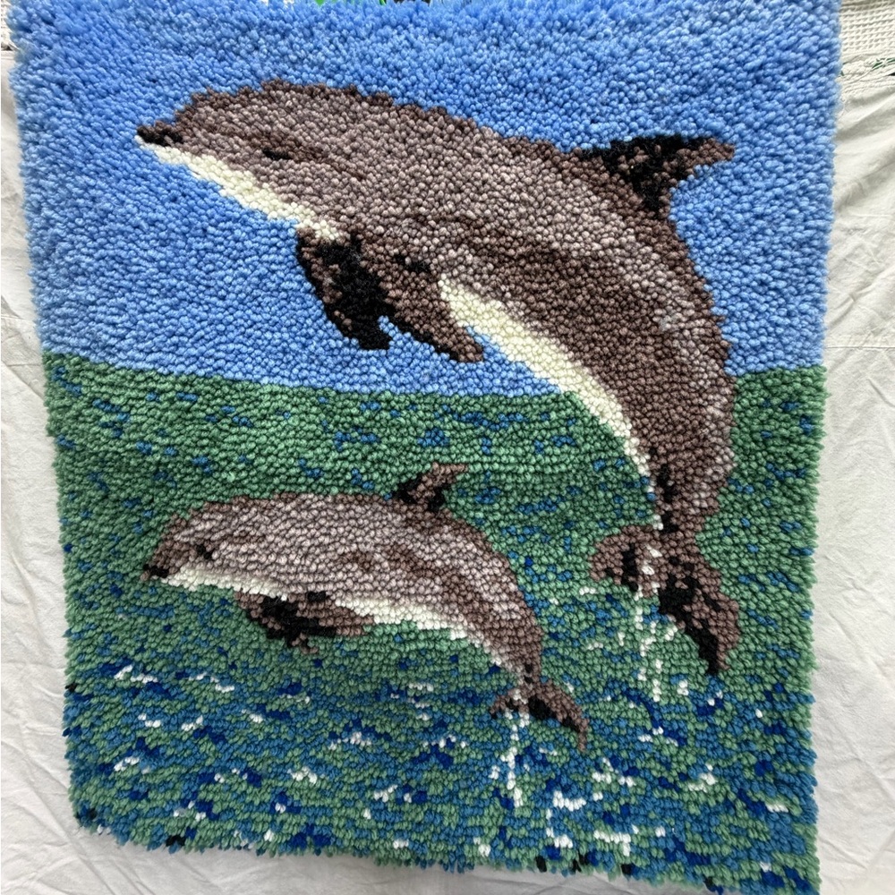 Dolphin Latch Hook Rug Wall Hanging